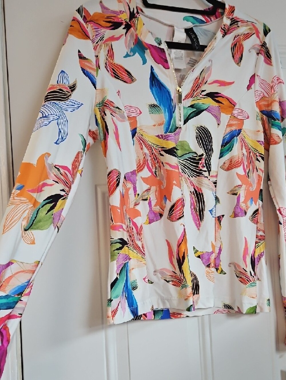 La Blanca Paradise Long Sleeve Half Zip Rash Guard NWT Sz Large - Picture 4 of 6